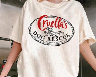 Disney 101 Dalmatians Cruella's Dog Rescue Shirt, Villain Cruella de Vil Shirt, Disney Villains Shirt, Cruella Shirt, Disney Halloween Shirt