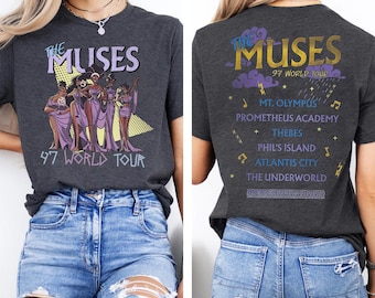 Chemise Disney Hercule The Muses 97 World Tour, Concert de la chanson rétro Disney Hercules Diva The Muses, chemise cadeaux Disney, chemise voyage fille Disney