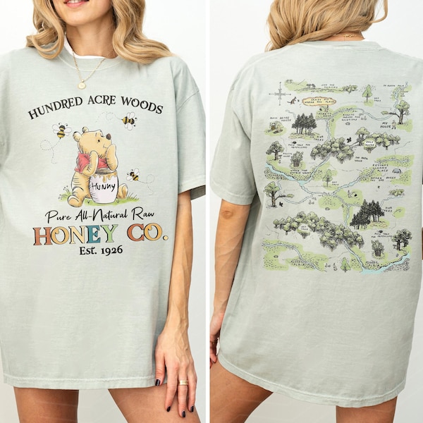 Winnie The Pooh Shirt, Honey Co, Hundred Acre Wood Map Tee