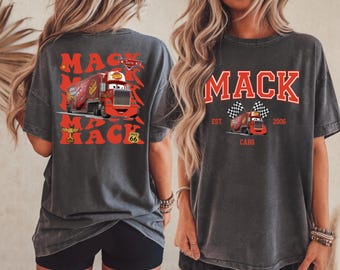 Maglietta bifacciale Cars Disney Mack, maglietta Saetta McQueen, maglietta del film Disney Cars, maglietta Cars Land, maglietta del gruppo Disney