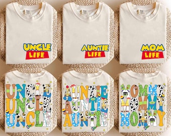 Two-Sided Toy Story Auntie Uncle Comfort Colors Shirt, Funny Disney Auntie Life Shirt, Gift For Aunt, Gift For Uncle, Jessie Woody Buzz