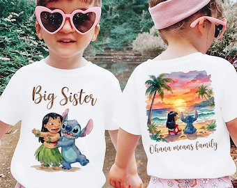 Disney Big Sister Lilo and Stitch Shirt, Cute Announcement Kids Shirt, Big Sister Gift, Sister To Be, Ohana Means Family