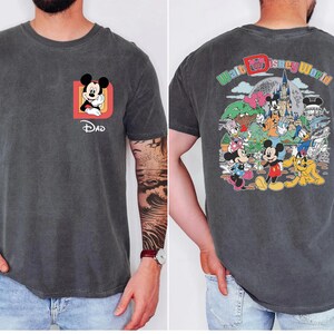 Custom Vintage Walt Disney World Two-Sided Shirt, Personalized Disney Matching T-shirt, Custom Name Disney 2026 Trip Shirt, Magic Kingdom image 6