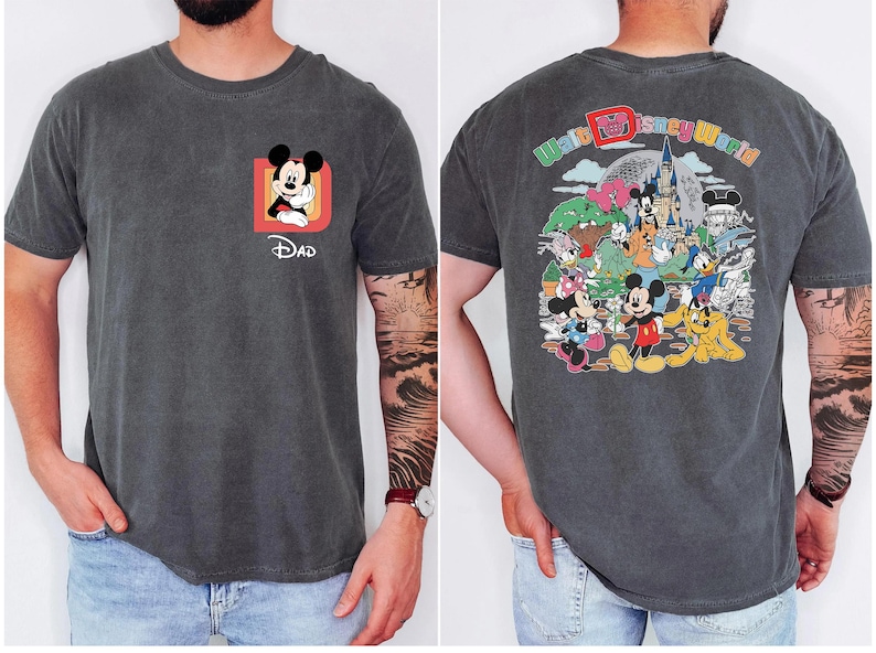 Custom Vintage Walt Disney World Two-Sided Shirt, Personalized Disney Matching T-shirt, Custom Name Disney 2026 Trip Shirt, Magic Kingdom image 6