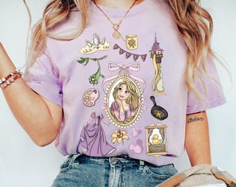 Disney Coquette Bow Rapunzel Princess Comfort Colors Shirt, Disneyworld Trip, Girl Tangled