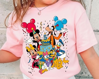 Disney Birthday Party Mickey and Friends Custom Shirt, Mickey Birthday Shirt, Disneyland Trip, Magic Kingdom,  Personalized Kid Toddler