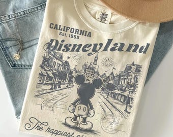 Retro Disneyland Comfort Colors Tee, Disney Vintage Shirt, Disney Vacation Tee, Happiest Place On Earth, Mickey and Friends, Space Mountain