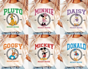 Custom All Disney Characters Checkered Style Tee, Disney Vacation Shirt, Epcot Matching, Magic Kingdom Family, Disney World Shirts