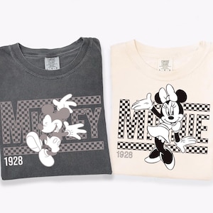 Retro Mickey Checkered Shirt, Minnie Mouse Checkered Tees, Vintage Disney Shirt, Disneyworld Shirts, Disney Trip 2026, Resort Disneyland