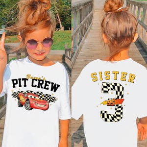 Custom Lightning McQueen Cars Birthday Theme Family T-shirt, Daddy Mommy Of Pit Crew Family Matching Tee, Disney Cars Birthday Trip Shirt image 6