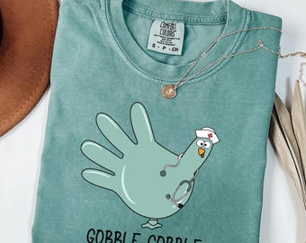 Funny Turkey Glove Nurse Thanksgiving Shirt: Comfort Colors Tee