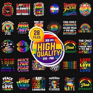 バンドル28デジタルデザインプライド月間LGBTプラウドSVG Tシャツ、レズビアンゲイ権利シャツ、透明な愛を守るPNG、レトログラフィックアートLGBTQ