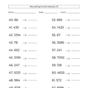 10 Printable Rounding Numbers Worksheets: Rounding to the Nearest (PDF ...