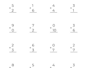 10 Printable Addition Worksheets: Single Digit Math Drills (PDF)