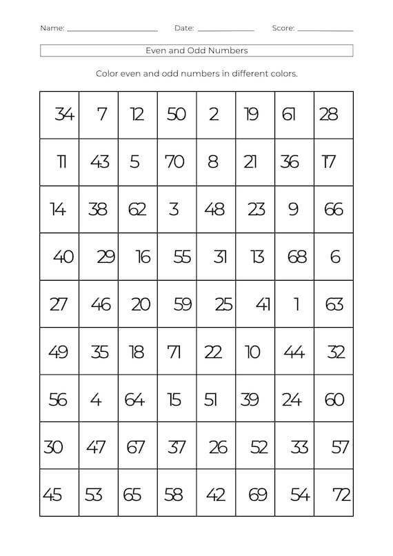 10 Printable Practice Even and Odd Numbers Worksheets - Numbers