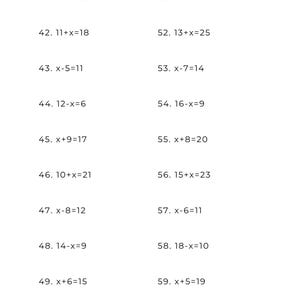 10 printable basic algebra worksheets for beginners – solving algebraic equations and algebraic expressions. Beginning algebra practice with simple and basic algebra worksheets, perfect for learning and solving basic algebra for beginners