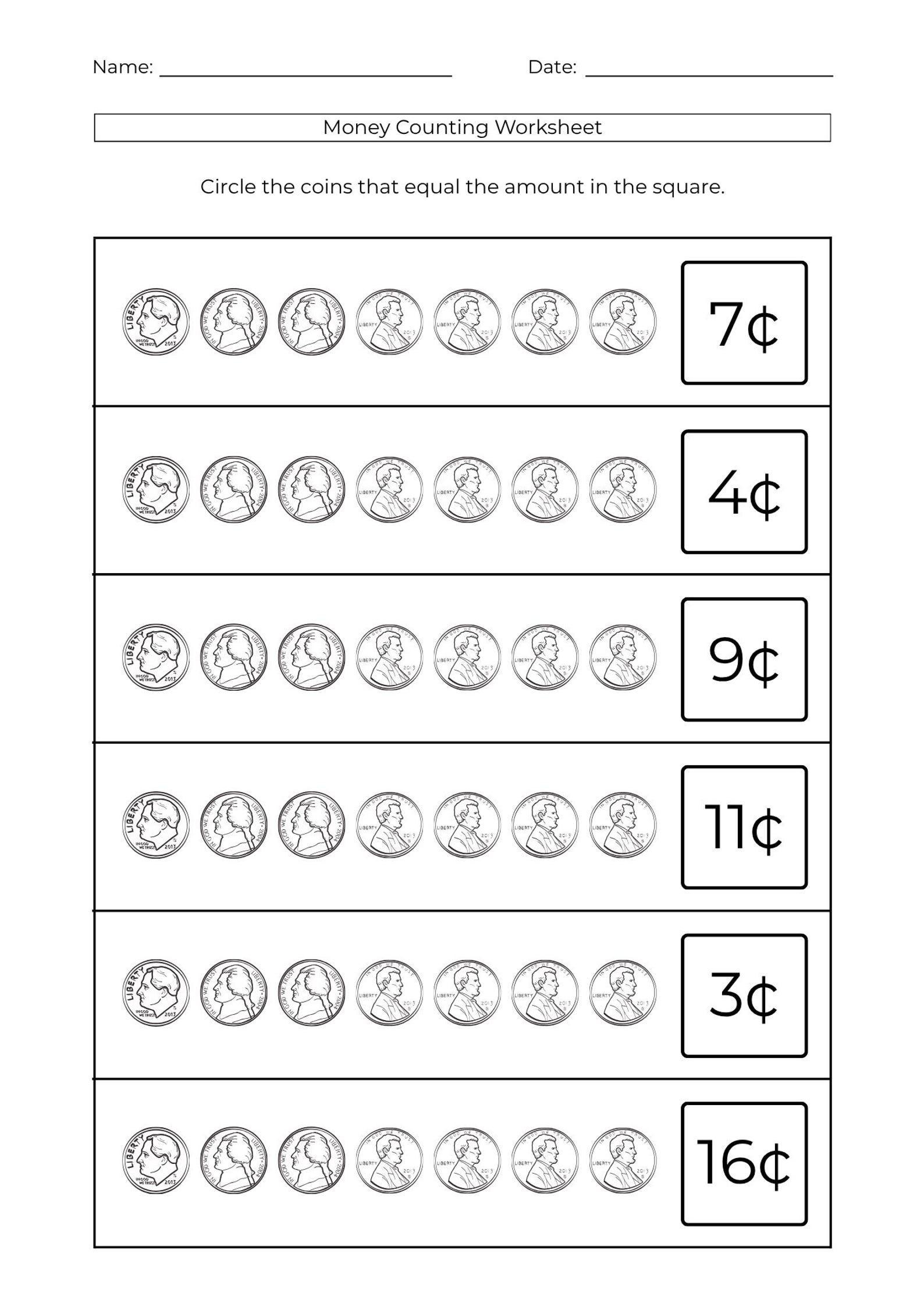 10 Printable Counting Money Worksheets – Practice Recognise and Count ...