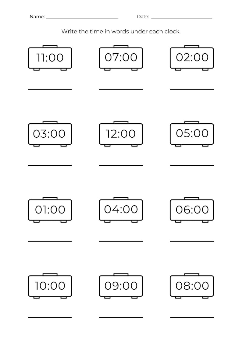 15 Printable Digital Clock Worksheets: Learn to Tell Time - Printable ...