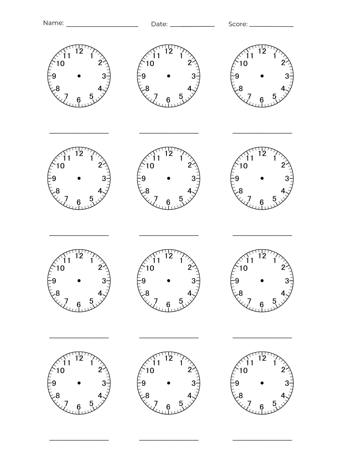 11 Printable Clock Worksheets: Telling Time Practice (PDF Download A4 ...