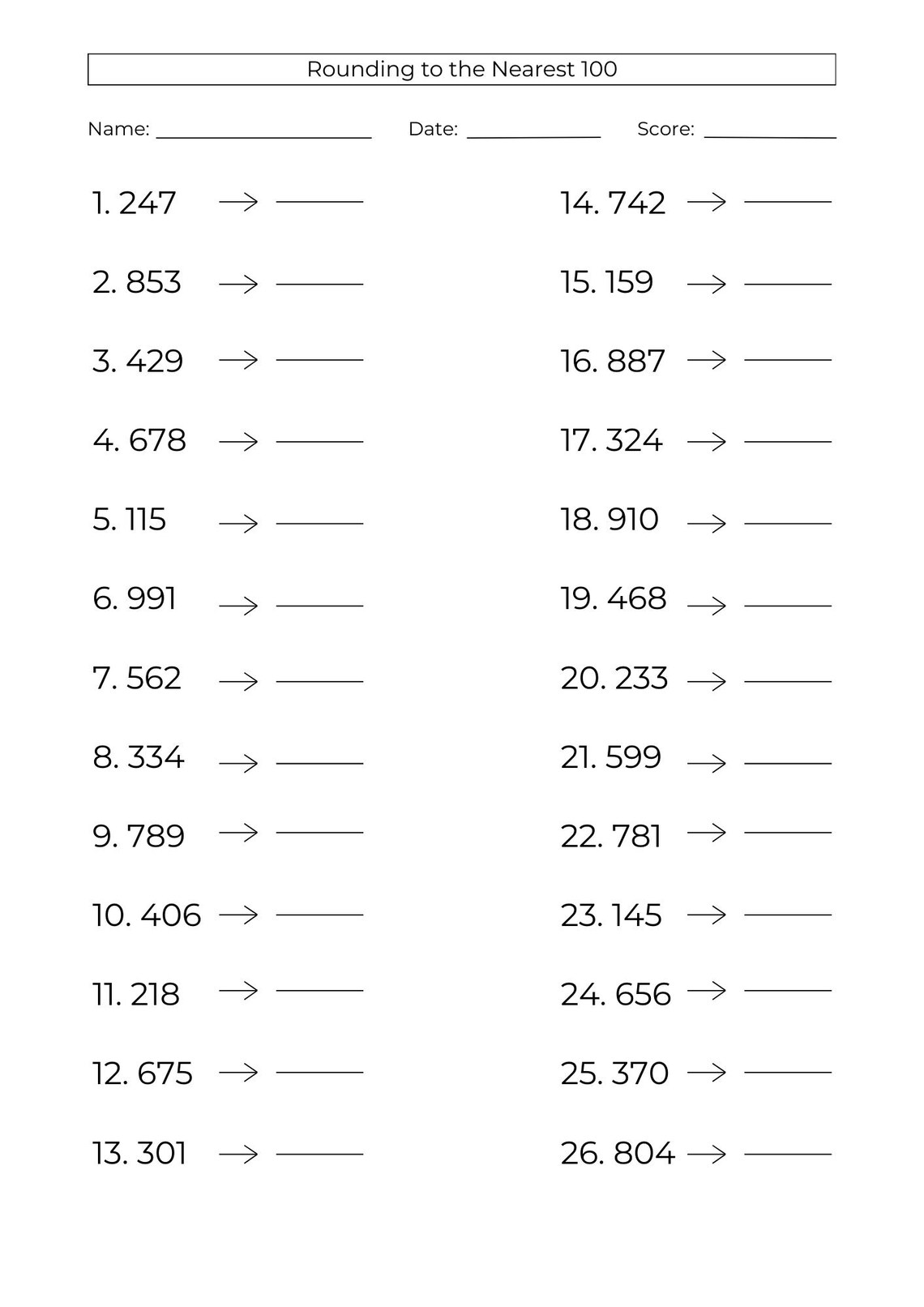 10 Printable Rounding Numbers Worksheets: Rounding to the Nearest (PDF ...