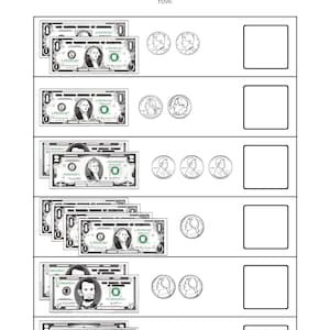 10 printable money counting worksheets for kindergarten and preschool math learners. Learn and practice coin and bill counting more easily. These counting money kids worksheets focus on money math skills to help build confidence in counting money.