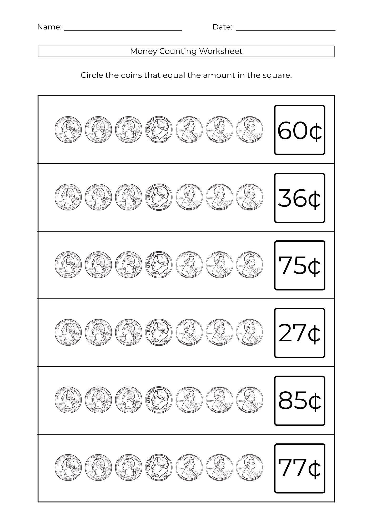 10 Printable Counting Money Worksheets – Practice Recognise and Count ...
