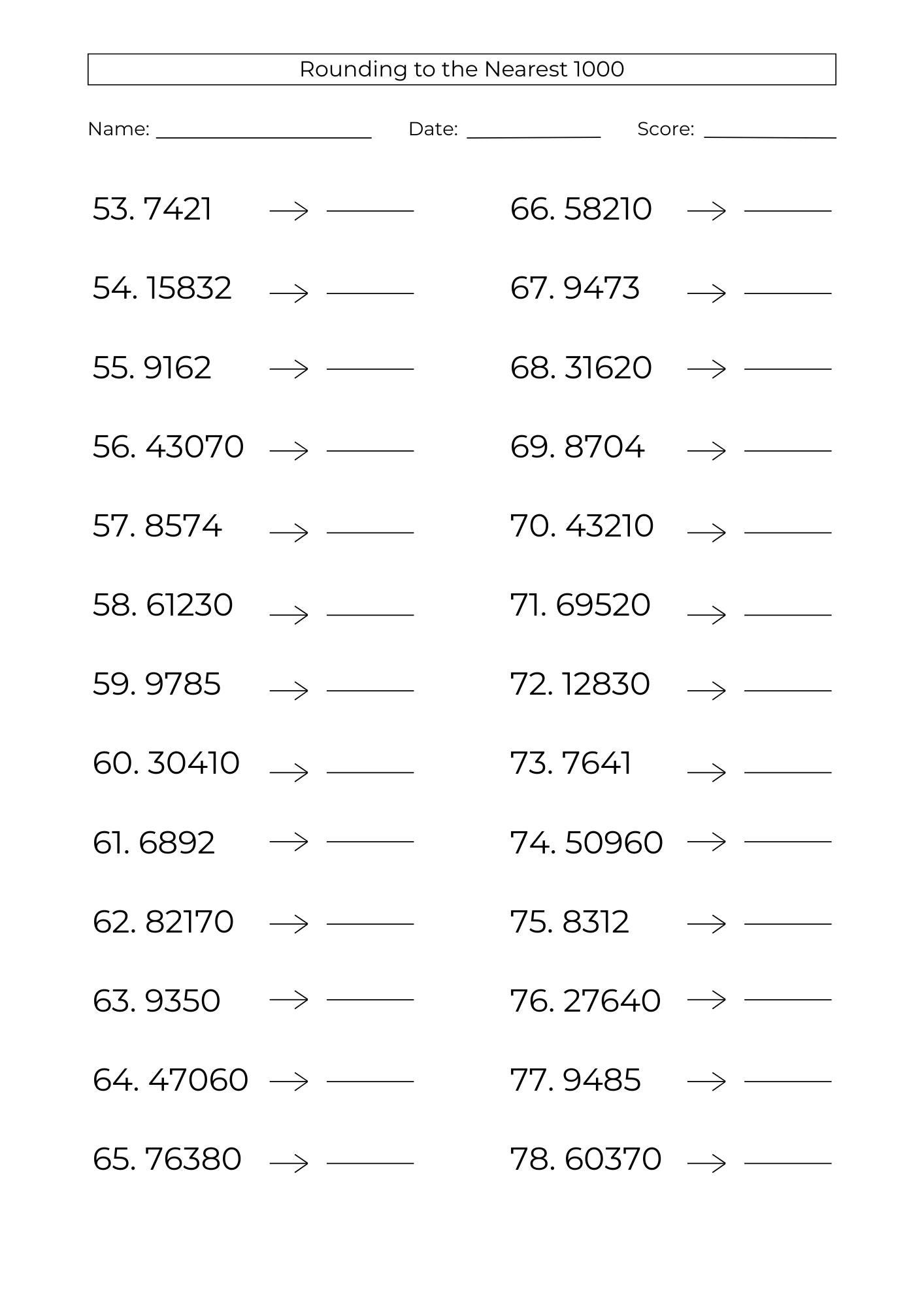 10 Printable Rounding Numbers Worksheets: Rounding to the Nearest (PDF ...