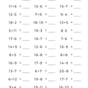 Addition Math Problems Printable Less Than 20 10 Printable Addition & Subtraction Worksheets: Math Practice to 20 ...