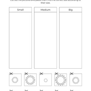 Big and Small Size Sorting Worksheets: Preschool Math (PDF Download A4 ...