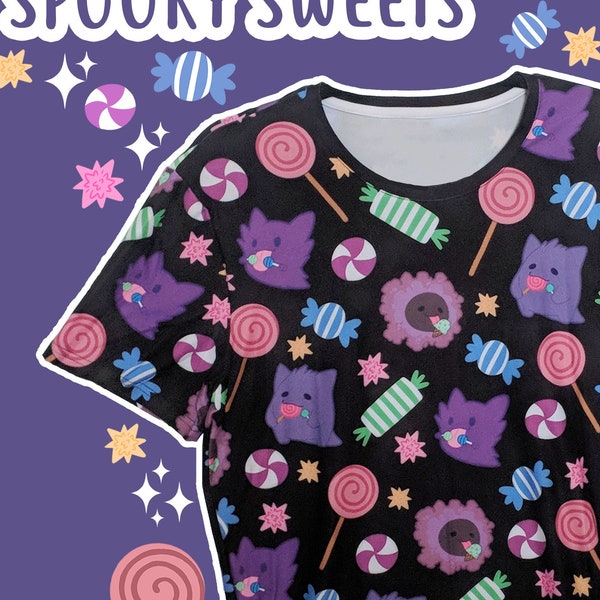 Spooky Sweets featuring Ghost Monsters - Black T-shirt