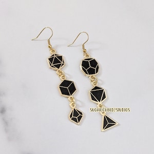 Roll the Dice - Black Dangle Earrings