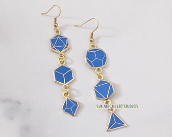 Roll the Dice - Blue Dangle Earrings