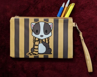 School of Magic Badger House - Accessory and Cosmetic Wristlet Bag
