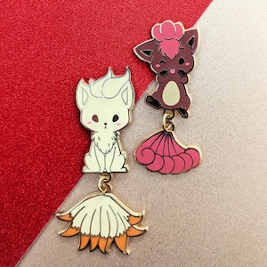 Fire Foxes - Pocket Monster Dangle Tail - Enamel Pin Collection