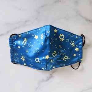 Constellation and Symbols, Blue/Yellow Variant, Anti-Dust Face Masks (Non-Medical) with Pocket and Charcoal Filter