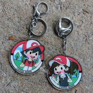 Pocket Monster - Certified Trainer - Acrylic Charm Keychain - Girl / Boy - 2.50&quot;
