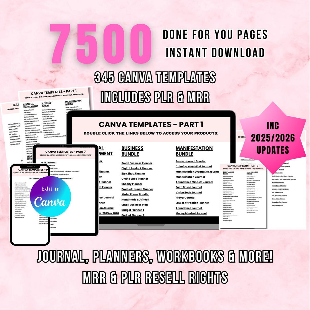 Canva Template Bundle 7500 Done for You Canva PLR MLR Template ...