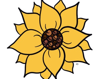 yellow sunflower - digital art print INSTANT DOWNLOAD