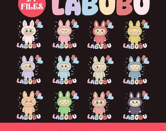 Personajes de Labubu, descarga digital, pegatinas y manualidades imprimibles