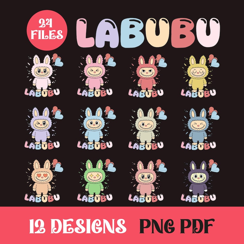 Text Labubu Blue Labubu Characters, Digital Download, Printable Stickers & Crafts - Etsy