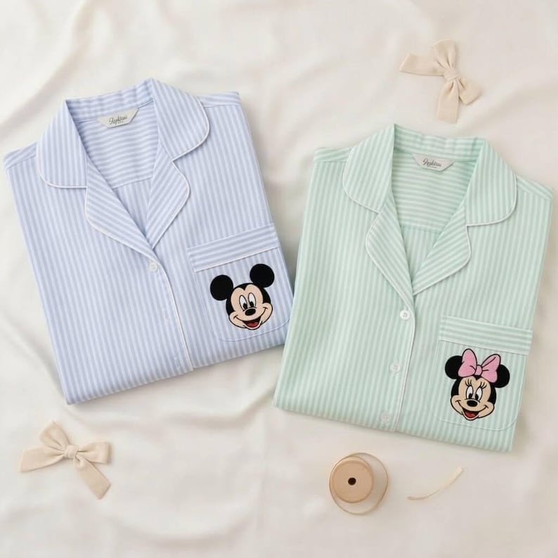 Disney Pyjamas Disney Character Embroidered Pajama Set, Mickey Minnie Daisy Donald ...