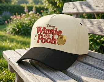 Disney Winnie the Pooh Embroidered Hat, Vintage Two Tone Baseball Cap, Pooh Bear Honey Pot Classic Cartoon, Disney bound Hat, Gift