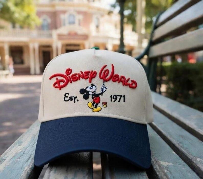 Disney World-hoed met Mickey en Minnie, Disney baseballpet 1971, retro geborduurde Disney-hoed cadeau voor parkuitstapjes en fans, magische parkhoed afbeelding 5