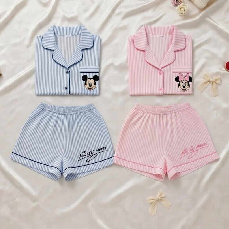 Disney Pyjamas Disney Character Embroidered Pajama Set, Mickey Minnie Daisy Donald ...