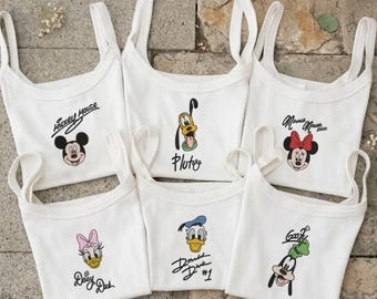 Mickey & Friend and Signature Tank Top, Embroidered Disney Tank, Disney Crop Top, Cute Disney Tank, Minnie, Daisy, Donald, Goofy, Pluto