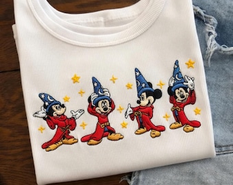 Camiseta sin mangas vintage de Mickey de Fantasía de Disney, camiseta de Mickey hechicero, top corto mágico de Mickey, linda camiseta sin mangas de Disney, top veraniego acanalado estético