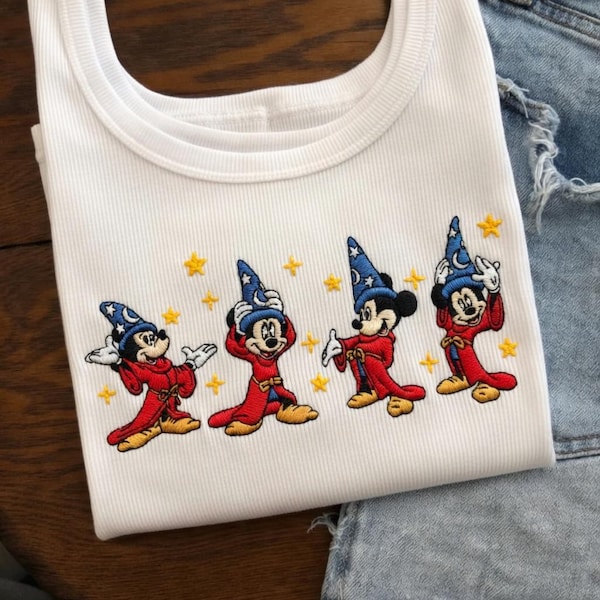 Vintage Disney Fantasia Mickey Tank Top, Sorcerer Mickey Shirt, Magic Mickey Crop Top, Cute Disney Tank, Aesthetic Ribbed Summer Top