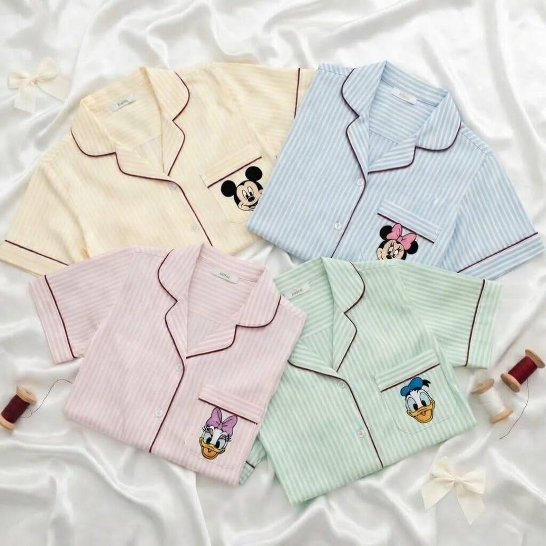 Disney Pyjamas Disney Character Embroidered Pajama Set, Mickey Minnie Daisy Donald ...