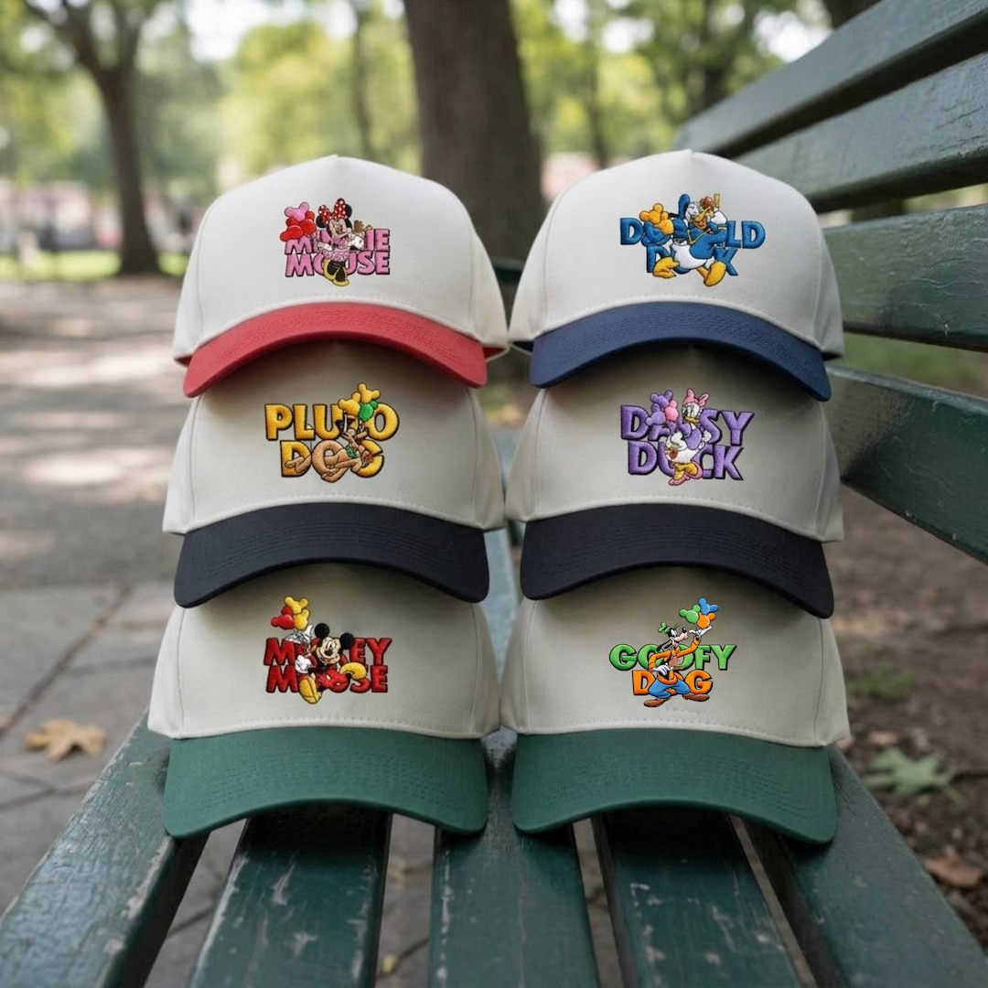 Disney Embroidered Caps, Mickey Minnie Donald Goofy Pluto Daisy Hats ...