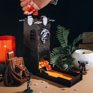 Personalized Dragon Dice Tower. Gambling DnD Player Gift. Board Games Accessories. Fathers Day Gift For Dad.